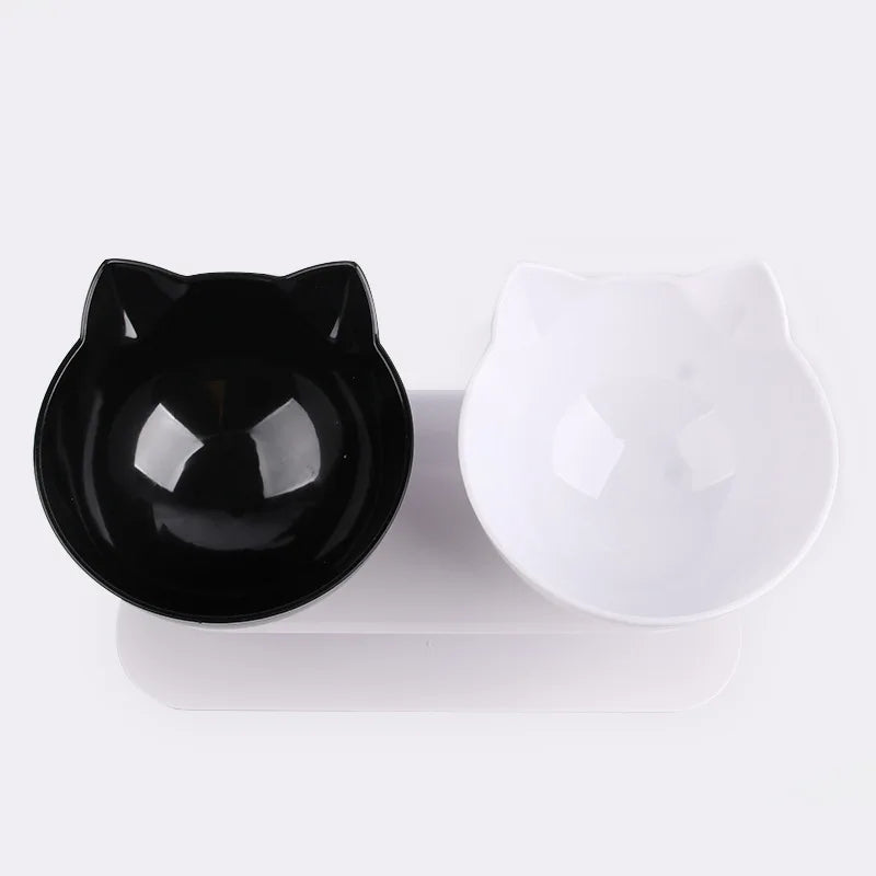 Non-Slip Double Dog Bowl with Inclined Stand – Food & Water Feeder