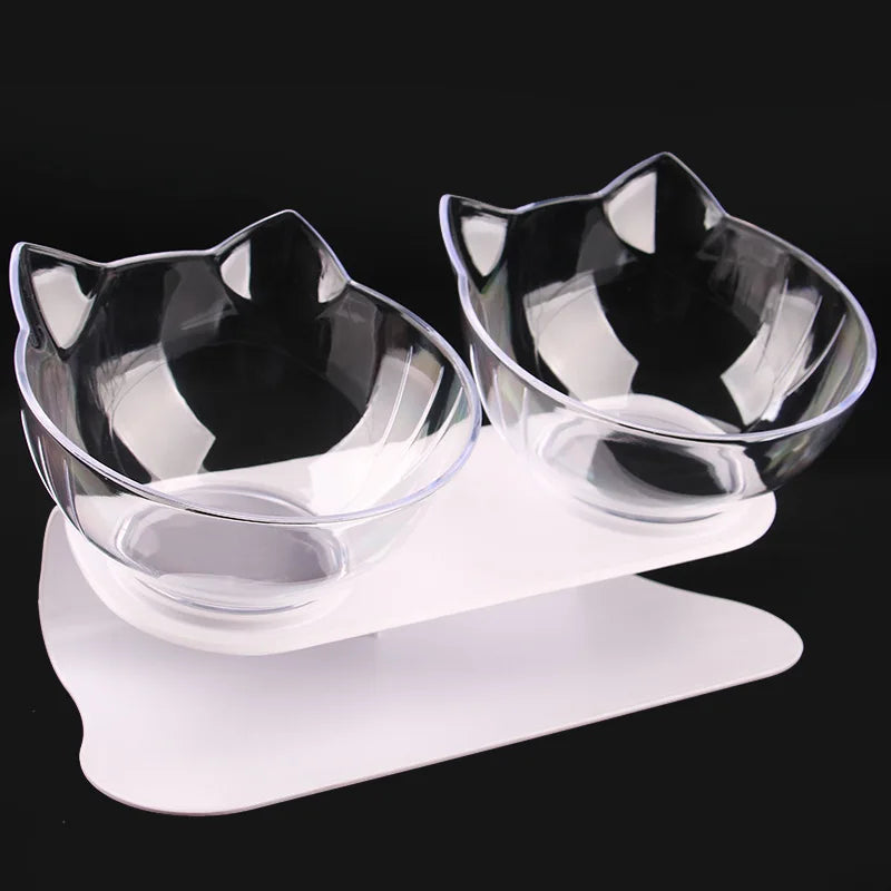 Non-Slip Double Dog Bowl with Inclined Stand – Food & Water Feeder