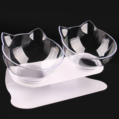 Non-Slip Double Dog Bowl with Inclined Stand – Food & Water Feeder