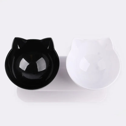 Non-Slip Double Dog Bowl with Inclined Stand – Food & Water Feeder
