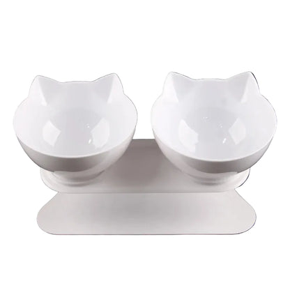 Non-Slip Double Dog Bowl with Inclined Stand – Food & Water Feeder
