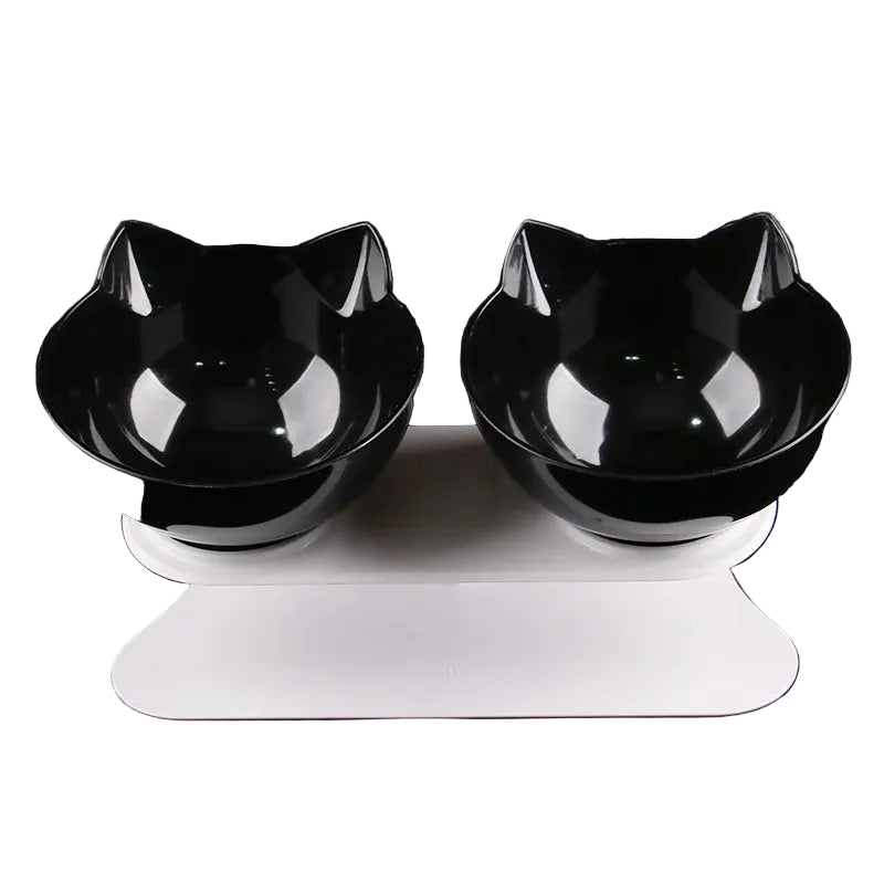 Non-Slip Double Dog Bowl with Inclined Stand – Food & Water Feeder