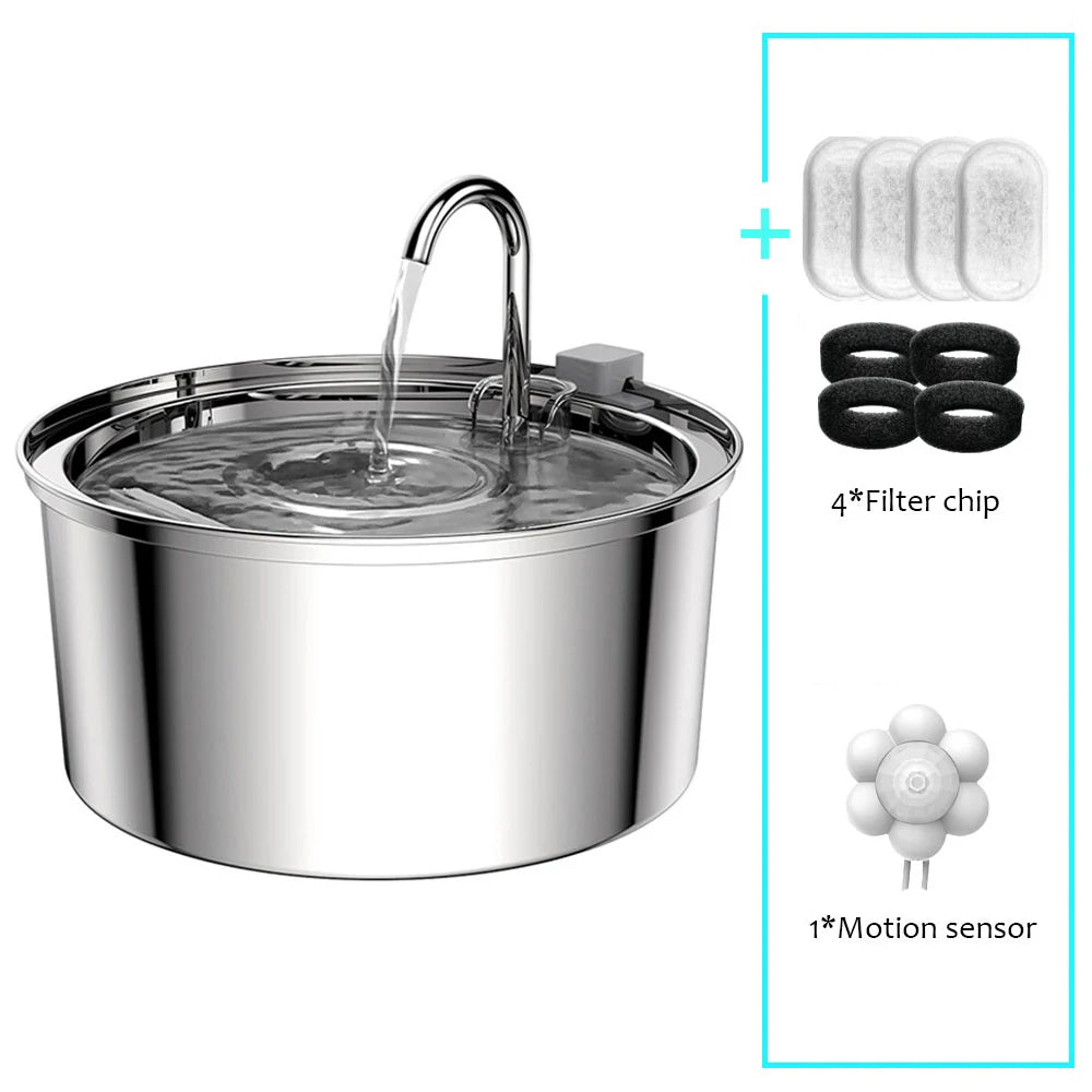 3L Stainless Steel Smart Pet Water Fountain – Sensor