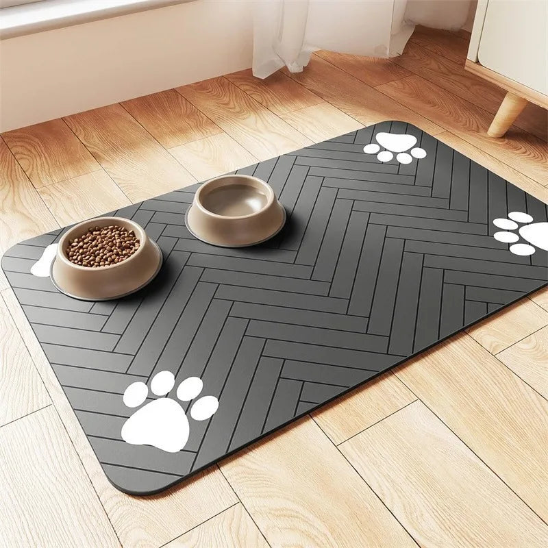 Absorbent Pet Feeding Mat with Waterproof Backing – Dog & Cat