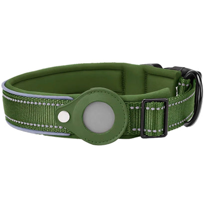 Reflective Dog Collar with AirTag Holder