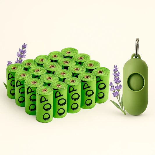 Biodegradable Dog Poop Bags with Dispenser – Lavender Scented