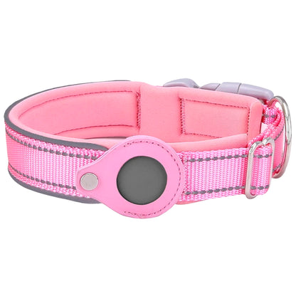 Reflective Dog Collar with AirTag Holder