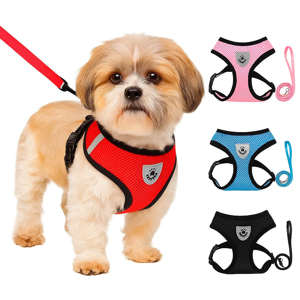 Breathable Dog & Cat Harness with Lead – Adjustable Fit